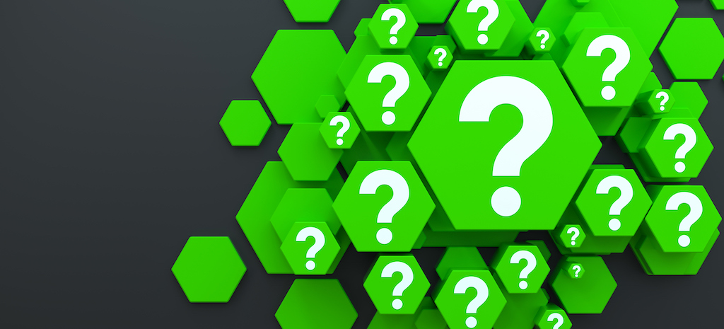 Green and black question mark FAQ. Plumbing Service