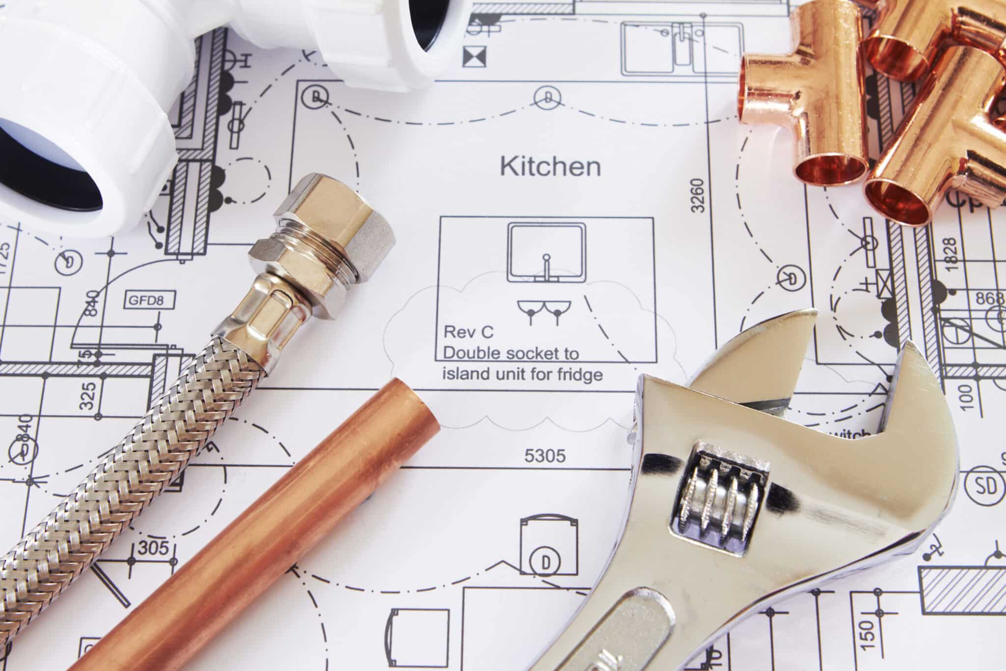 Plumbing Upgrades Tools Arranged On House Plans