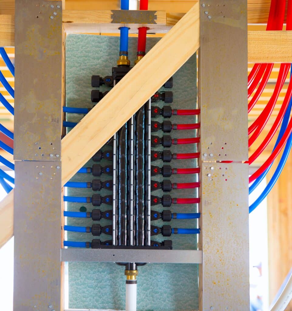 PEX manifold balancing for even fixture flow.