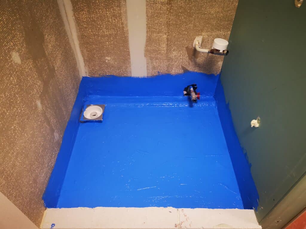 Shower pan leak test before you tile.