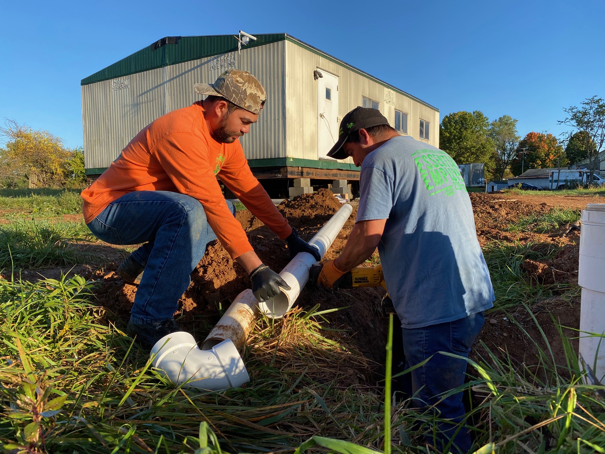 installing sewer line