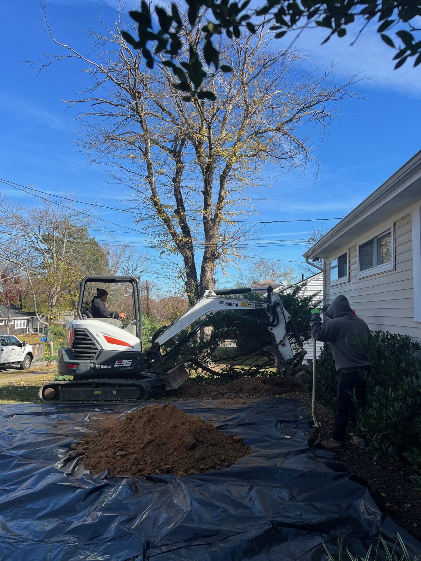 Clarksburg Plumbing crew replacing a water service line in Montgomery County, MD